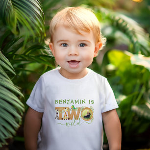 Two Wild 2nd Birthday Tropical Jungle Safari Photo Baby T-Shirt