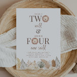 Two Wild and Four Ever Wild Joint Invite<br><div class="desc">A 2nd and 4th joint Birthday invitation template featuring watercolour lion faces and neutral toned safari leaves along the bottom. Perfect for your 'Two Wild' and 'Four Ever Wild' safari themed Birthday party!</div>