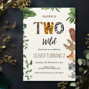 Two Wild  animal  letters 2nd Birthday Invitation