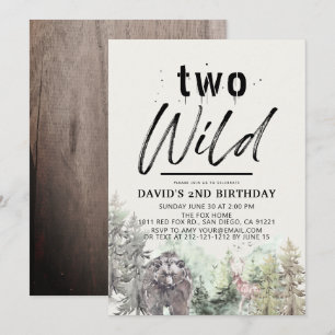 Two Wild Bear Forest Mountain Boy 2nd Birthday Invitation