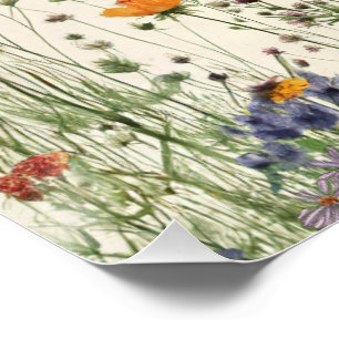 Two Wild Birthday - Boho Cream Wildflower Poster