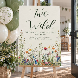 Two Wild Birthday - Boho Cream Wildflower Poster