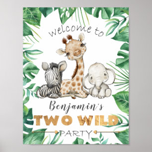 Two Wild Birthday Party Welcome Door Sign