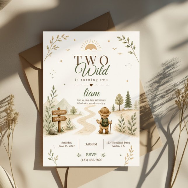 Two Wild Boho Explorer Birthday Design Invitation (Creator Uploaded)