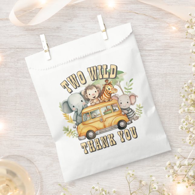 Two Wild boys birthday safari animals  Favour Bags (Clipped)