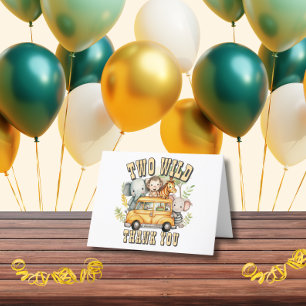 Two Wild boys birthday safari animals  Thank You Card
