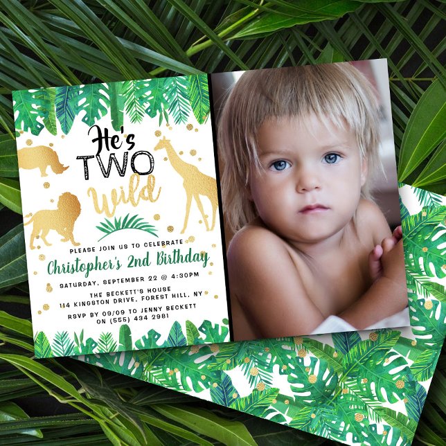 Two Wild Boys Photo Second Birthday Invitations (Creator Uploaded)