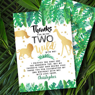 Two Wild Boys Second Birthday Thank You Card