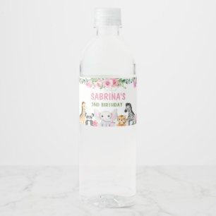 Two Wild Celebration- Pink Animal Extravaganza! Water Bottle Label
