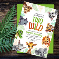 Two Wild Cute Safari Animal Child's 2nd Birthday