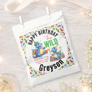 Two Wild Dino Party Boy Dinosaur 2nd Birthday  Favour Bags