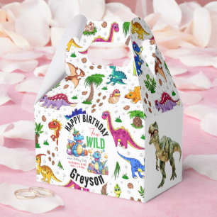 Two Wild Dino Party Boy Dinosaur 2nd Birthday  Favour Box