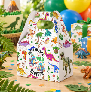 Two Wild Dino Party Boy Dinosaur 2nd Birthday Favour Box