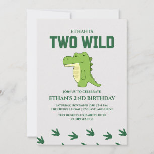 Two Wild Dinosaur 1st Birthday Party Invitation