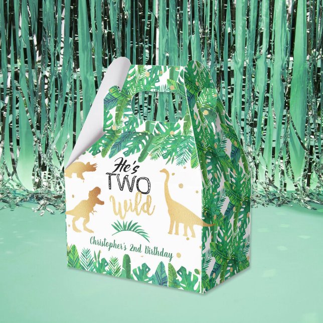 Two Wild Dinosaur Boys 2nd Birthday Party Favour Box (Creator Uploaded)