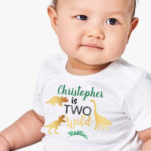 Two Wild Dinosaur Boys 2nd Birthday Toddler T-Shirt