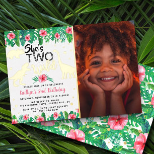 Two Wild Dinosaur Girls 2nd Birthday Photo Real