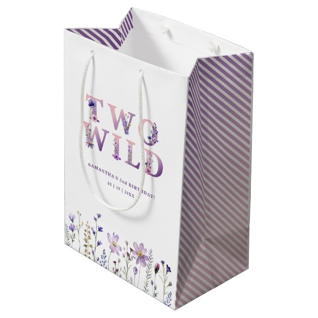Two Wild Floral 2nd Birthday Gift Bag (Back Angled)