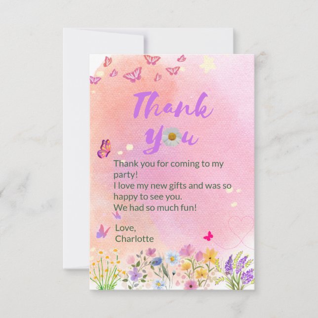 "Two Wild & Full of Wonder" Birthday Thank You Card (Front)