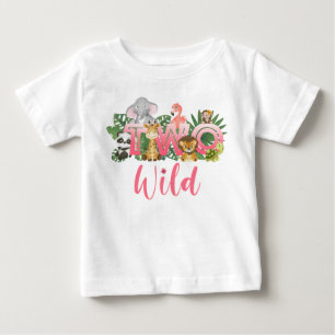 Two Wild Girl 2nd Birthday Jungle Safari Cute Baby T-Shirt