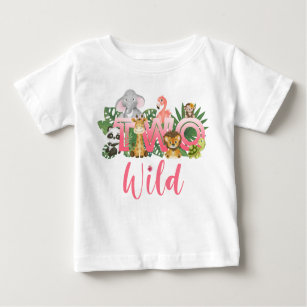 Two Wild Girl 2nd Birthday Jungle Safari Cute Baby T-Shirt