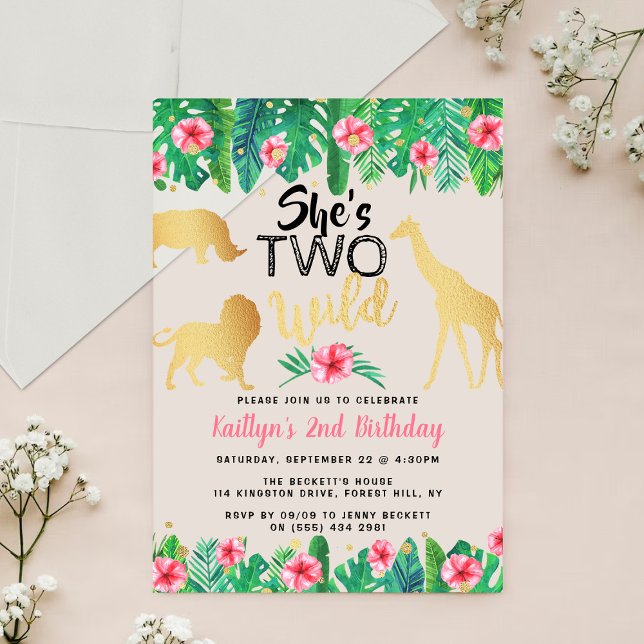 Two Wild Girls Second Birthday Party Acrylic Invitations (Creator Uploaded)