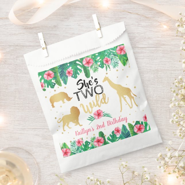 Two Wild Girls Second Birthday Party Favour Bags (Clipped)