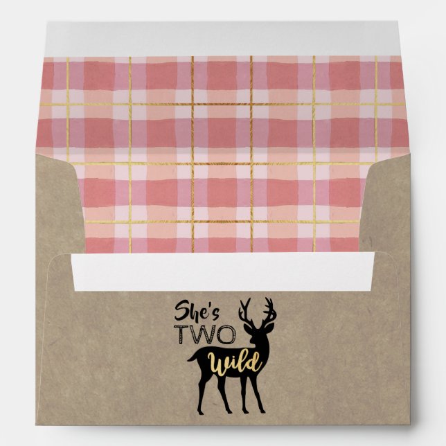 Two Wild Girls Woodland Deer 2nd Birthday Envelope (Back (Bottom))