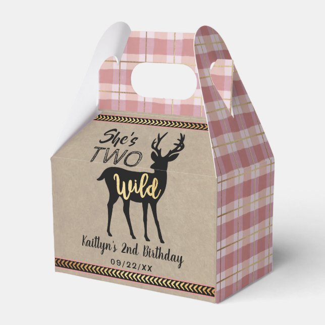 Two Wild Girls Woodland Deer 2nd Birthday Favour Box (Front Side)