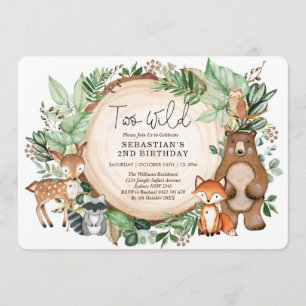 TWO WILD Greenery Woodland 2nd Birthday Party Invitation
