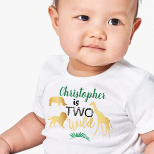 Two Wild Jungle Safari Boys 2nd Birthday Toddler T-Shirt