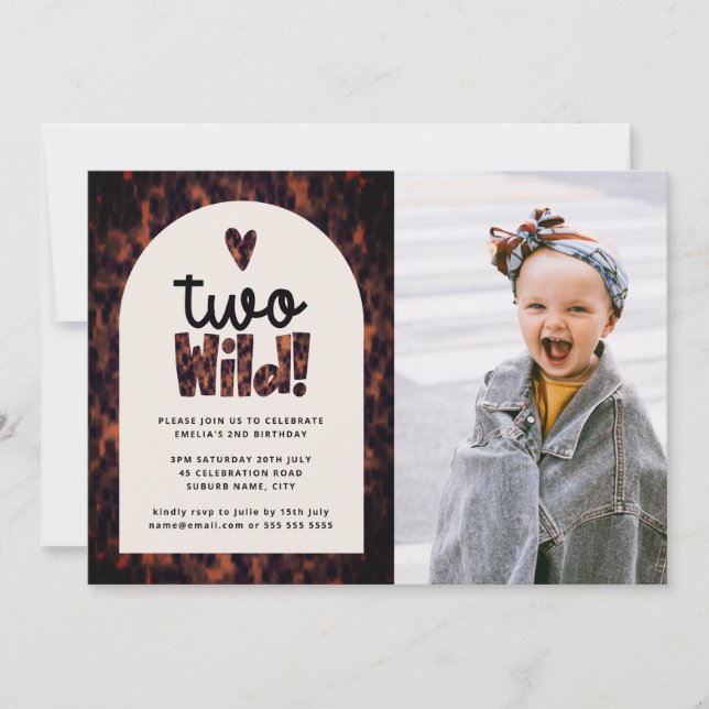 Two Wild Jungle Tortoiseshell Photo 1st Birthday Invitation (Front)
