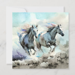 Two Wild Mustangs Race Against the Wind 