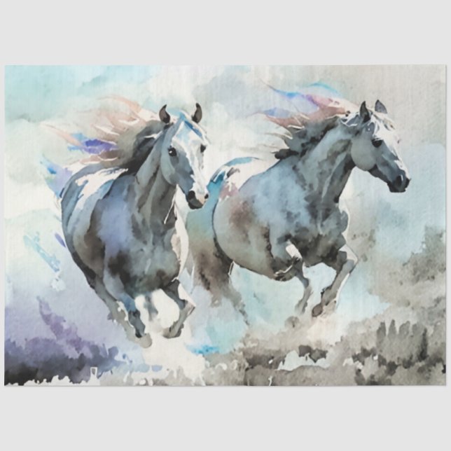Two Wild Mustangs Race Against the Wind  Tissue Paper (Front)