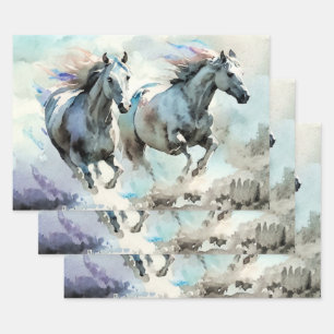 Two Wild Mustangs Race Against the Wind Wrapping Paper Sheet