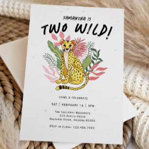 Two Wild Party Animals Cheetah Kids Birthday Party Invitation