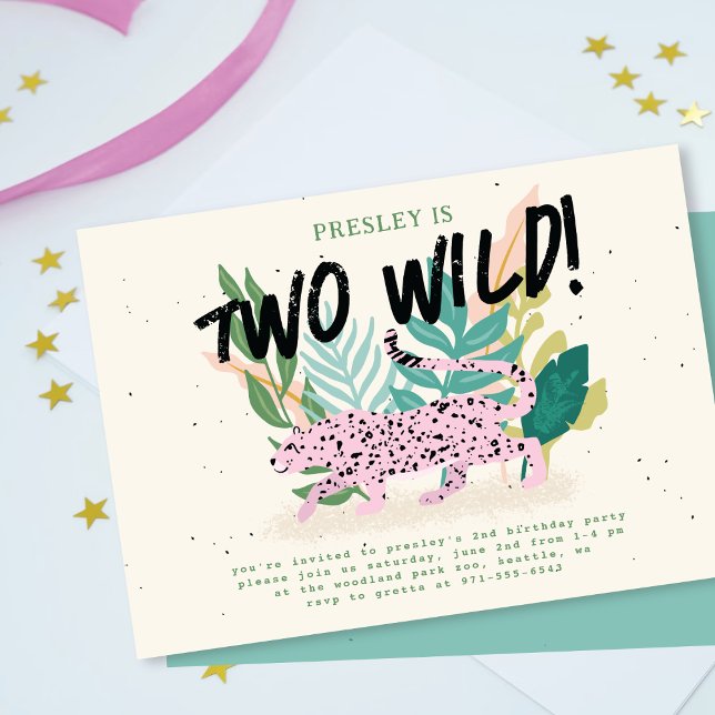 Two Wild Party Animals Kids Birthday Invitation (Creator Uploaded)