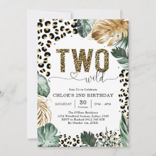 Two Wild Party Animals Leopard 2nd Birthday Invitation