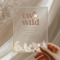 Two Wild Retro Neutral Leaves Birthday Invitation