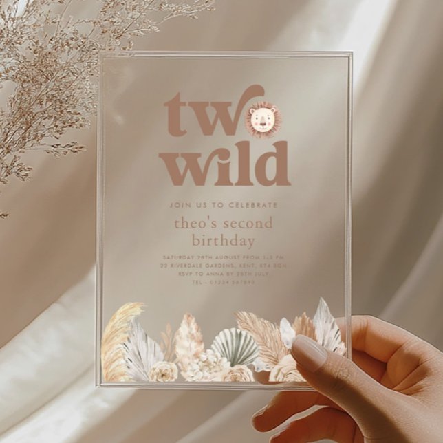 Two Wild Retro Neutral Leaves Birthday Invitation (Zazzle Two Wild Retro Neutral Leaves Birthday Invitation)