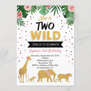 Two Wild Safari 2nd Birthday Invitation