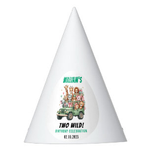 Two Wild Safari Animal 2nd Birthday Party Hat