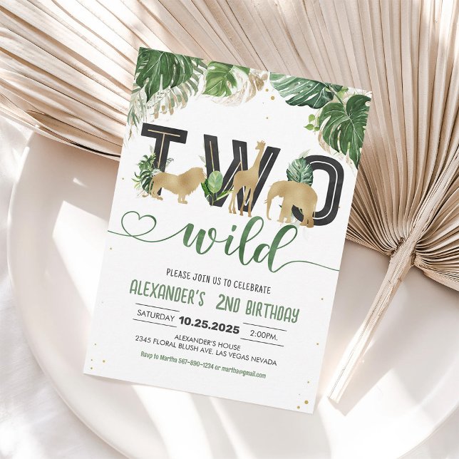 Two Wild Safari Animals 2nd Birthday Invitation (Creator Uploaded)