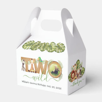 Two Wild Safari Animals 2nd Birthday Jungle Photo Favour Box