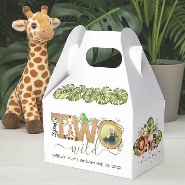 Two Wild Safari Animals 2nd Birthday Jungle Photo Favour Box (Creator Uploaded)