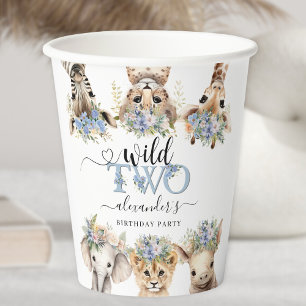 Two Wild Safari Animals Boy 2nd Birthday Paper Cup