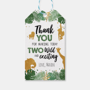 Two Wild Safari Animals Boy Birthday Favour Gift Gift Tags