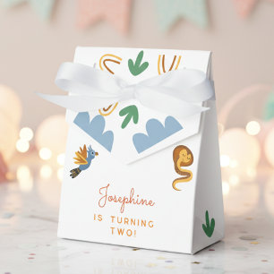Two wild safari animals kids birthday party favour box