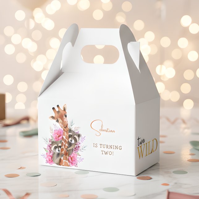 Two wild safari animals kids birthday party favour box (Creator Uploaded)