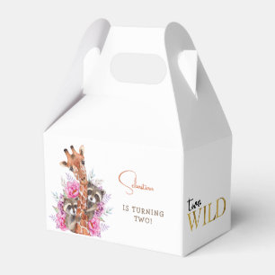Two wild safari animals kids birthday party favour box